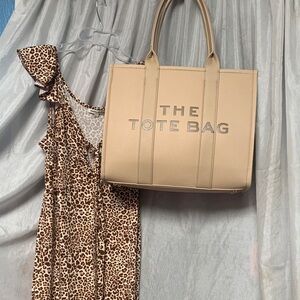 Classic Fashion Beige Leather-Look Tote